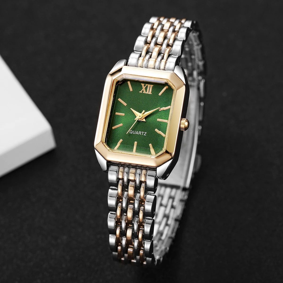 Fashion Mix Gold Women Quartz Watch Ladies Rectangle Roma Dial Wristwatch Reloj Mujer Girls Clock Gift (Without Box)
