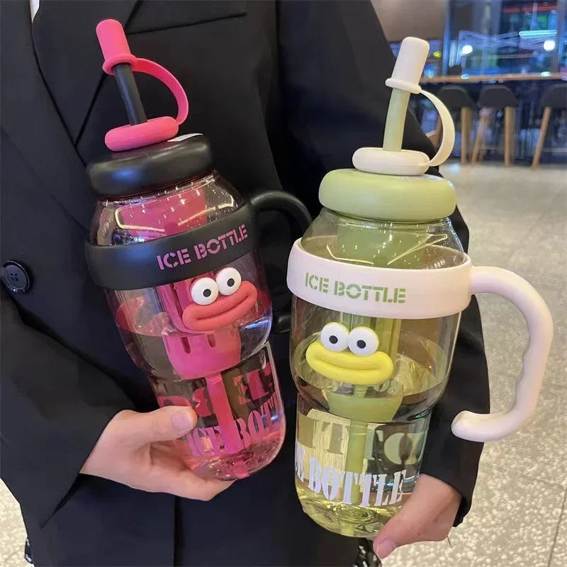 1100ML Sports Water Bottle Cute Aesthetic Large Capacity Straw Cup for Women Children Water Cup Summer Outdoor Portable Use