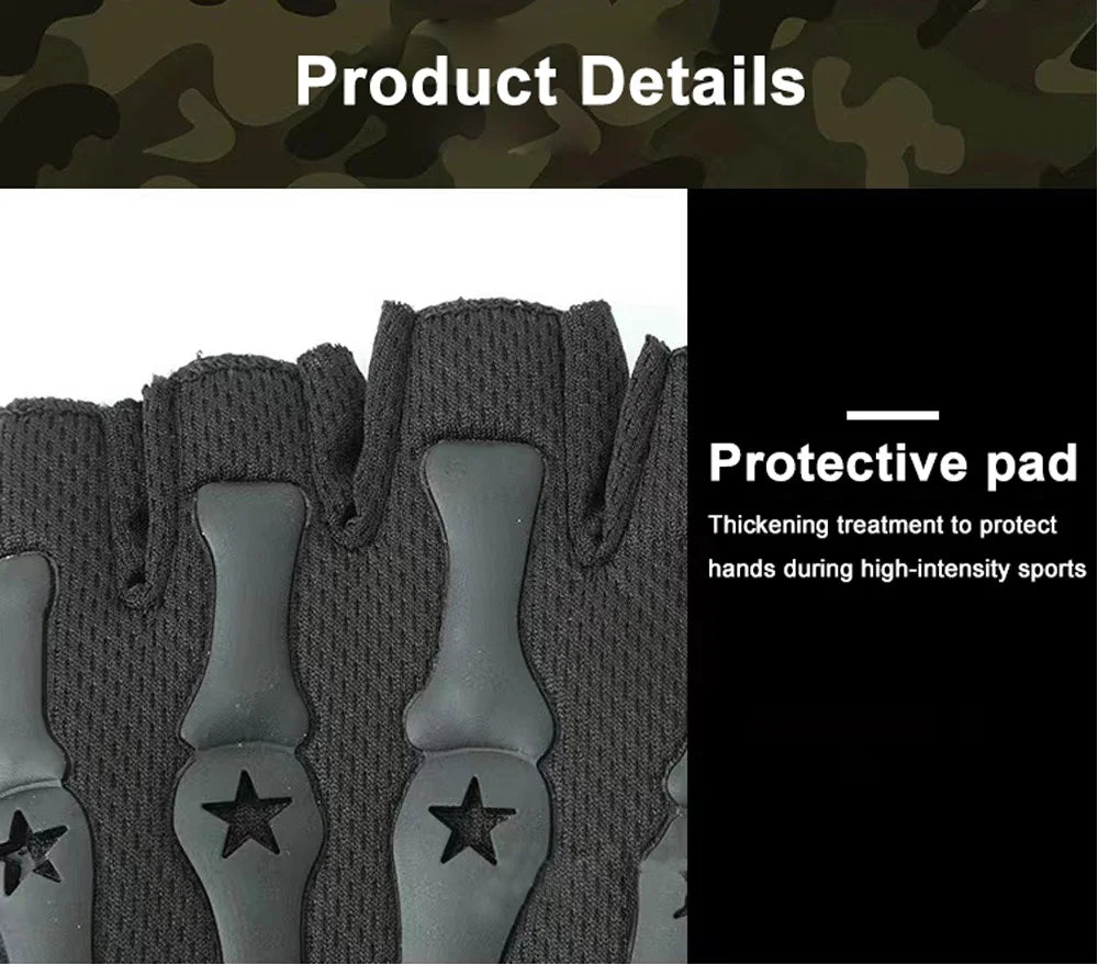 Tactical Riding Fingerless Gloves Non-slip Half Finger Gloves for Motorcycle Cycling Climbing Hiking Hunting Outdoor Sports