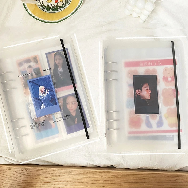 A5 Kpop Photocard Holder Binding Photo Cards Holder in Polaroid Album Book 3 Inches Heart Photo Card School Stationery Binder