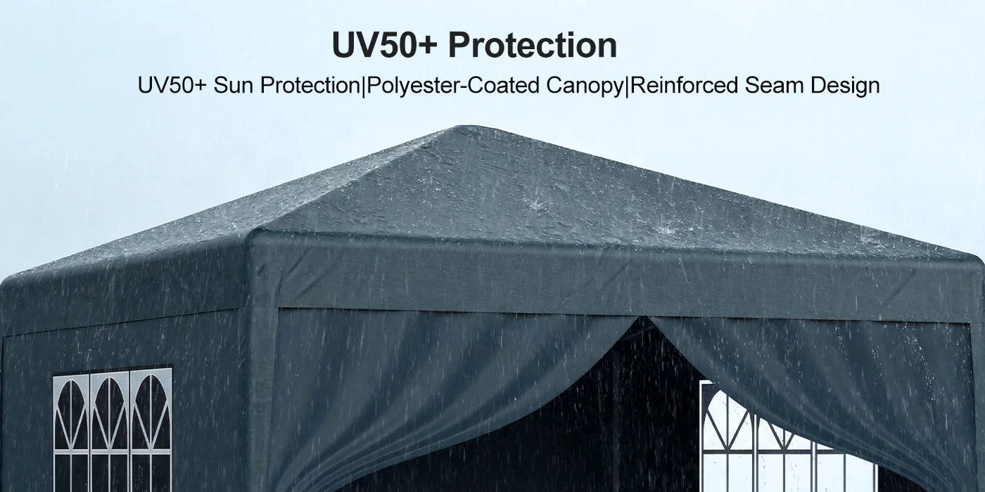 LOEFME 3x3M Pop Up Gazebo Waterproof Windproof Portable Outdoor Canopy Sun Shelter Removable 4 Sides Cloths Garden Camping Tent