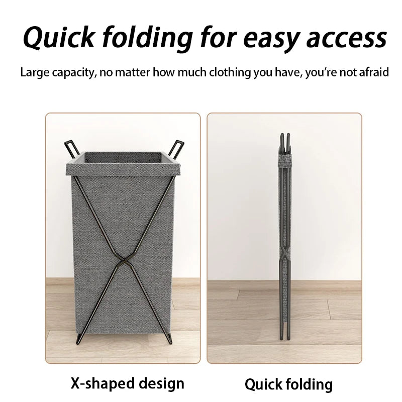 ♥Collapsible Fabric Laundry Hamper with Handles | Foldable Clothes Basket for Bedroom, Bathroom & Laundry Room