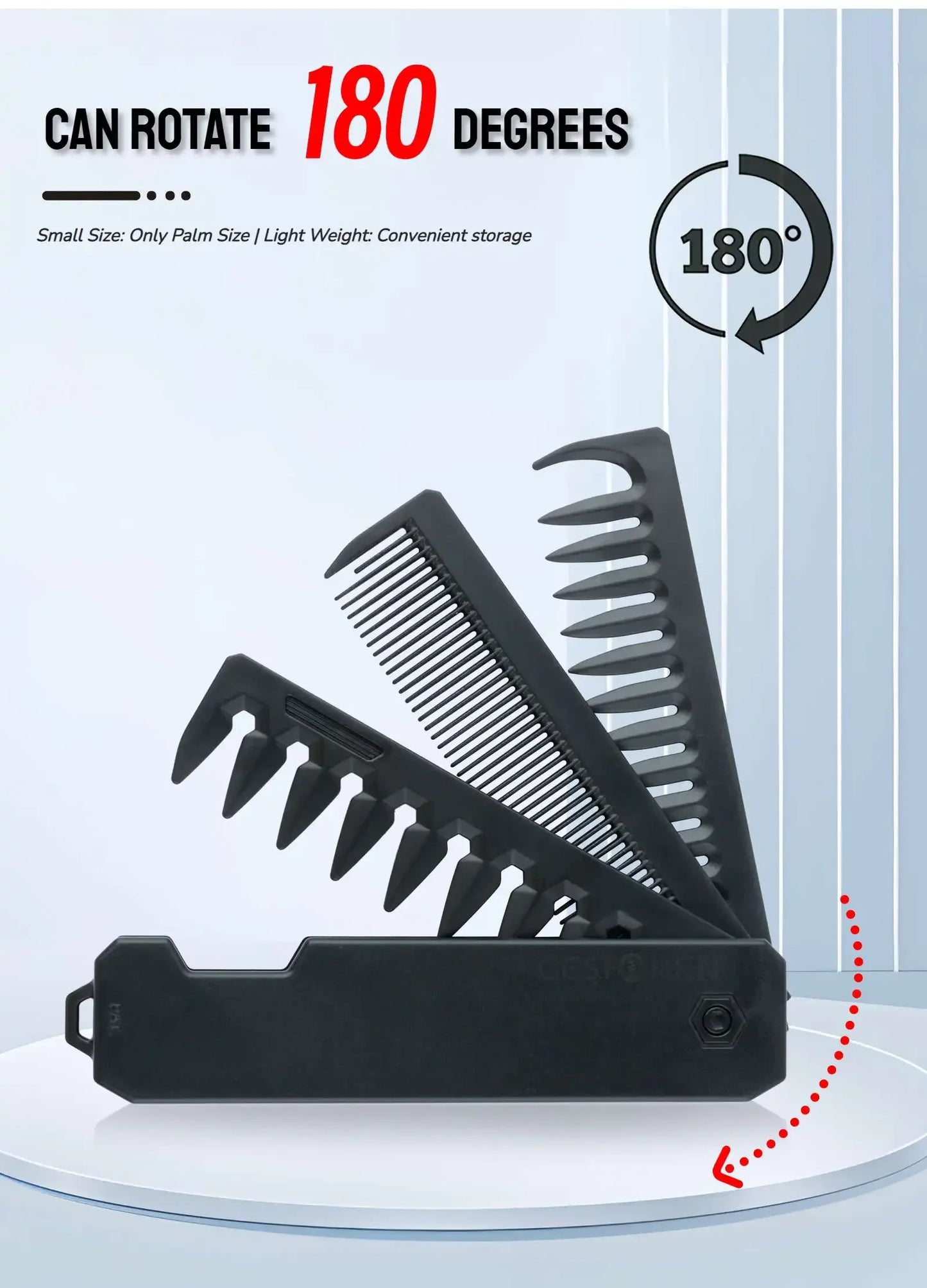 Professional 3 in 1 Pocket Folding Combs Wide Tooth Oil Head Comb Beard Combing Barber Hair Clipper Comb Salon Hair Styling Tool