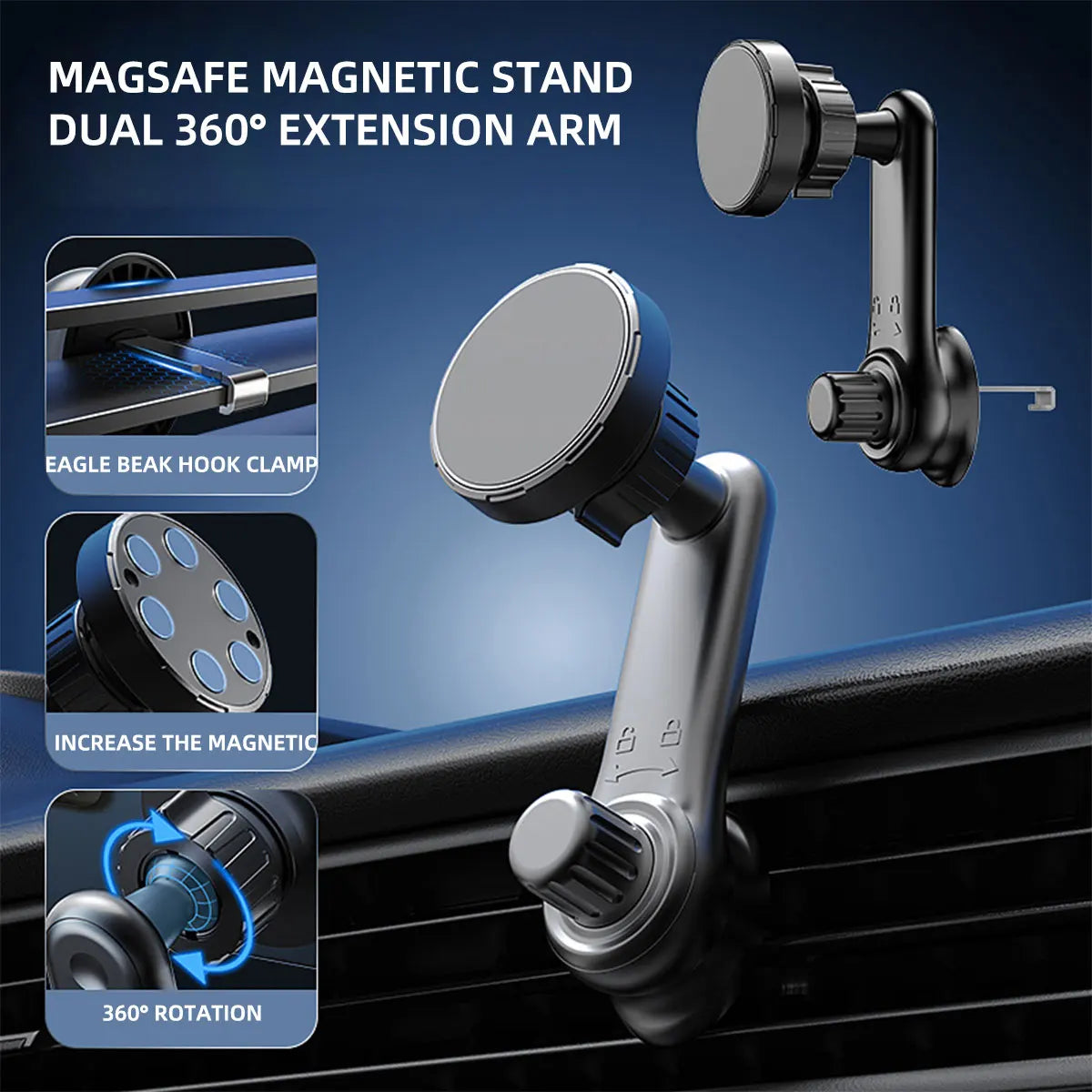 Magnetic Car Phone Holder for 4.7-7 inch Support Mobile Phone Car Air Vent Mount Universal Shockproof GPS Clip Smartphone Stand