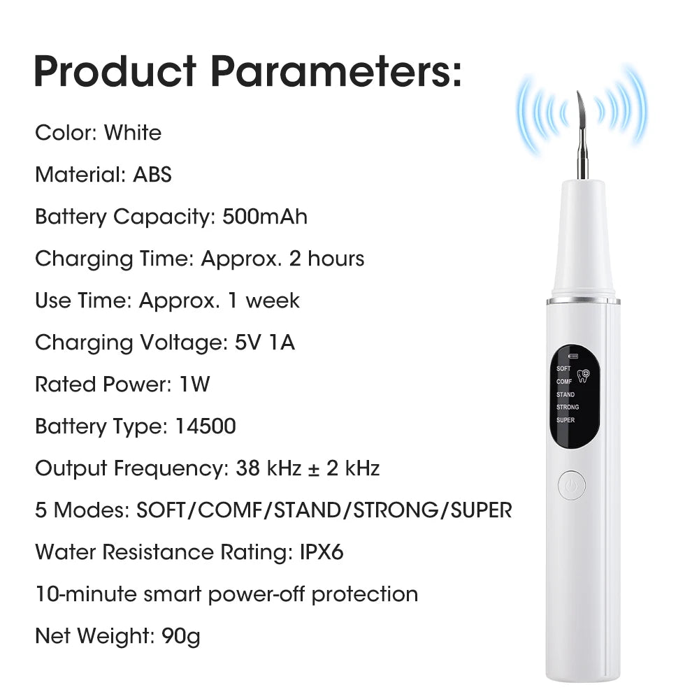 Electric Ultrasonic Dental Scaler 5 Modes Calculus Oral Tartar Remover Tooth Stain Cleaner Teeth Whitening Oral Care