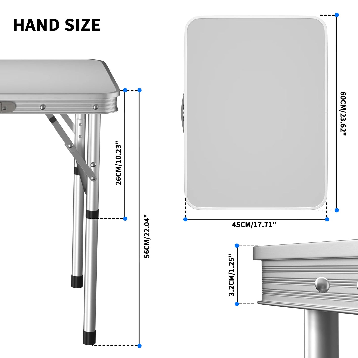 Folding Picnic Table Outdoor,Folding computer table,2x1.5x1/2Ft, for Homework Compact Handy Camping Table Garden Party BBQ