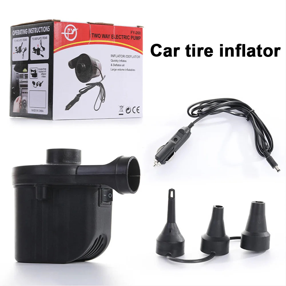 Portable Electric Air Pump with Multiple Nozzles for Quick, Suitable for Swim Ring, Pool Rafts and Inflatable Toys