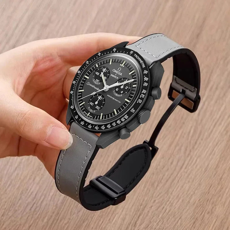 Leather+Silicone Strap For Omega X Swatch Joint MoonSwatch 20mm 22mm Magnetic Band For Xiaomi Watch S4 S3 S2 S1/Huawei GT2 3 4 5