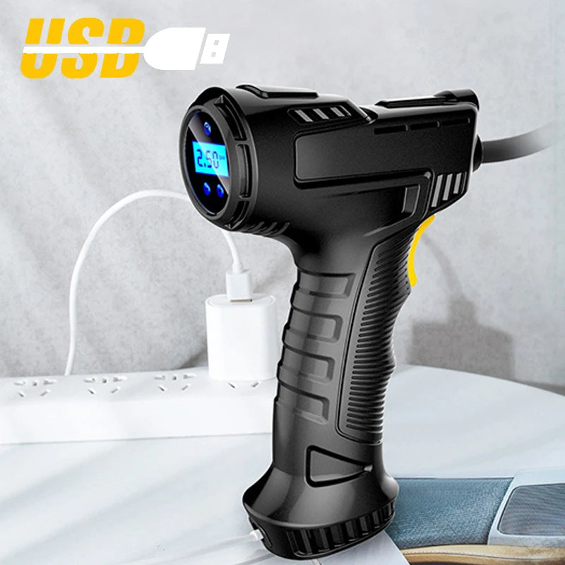 120W Car Air Pump Wireless/Wired Electric Car Tire Inflatable Pump Portable Air Compressor for Tires Digital Auto Tire Inflator