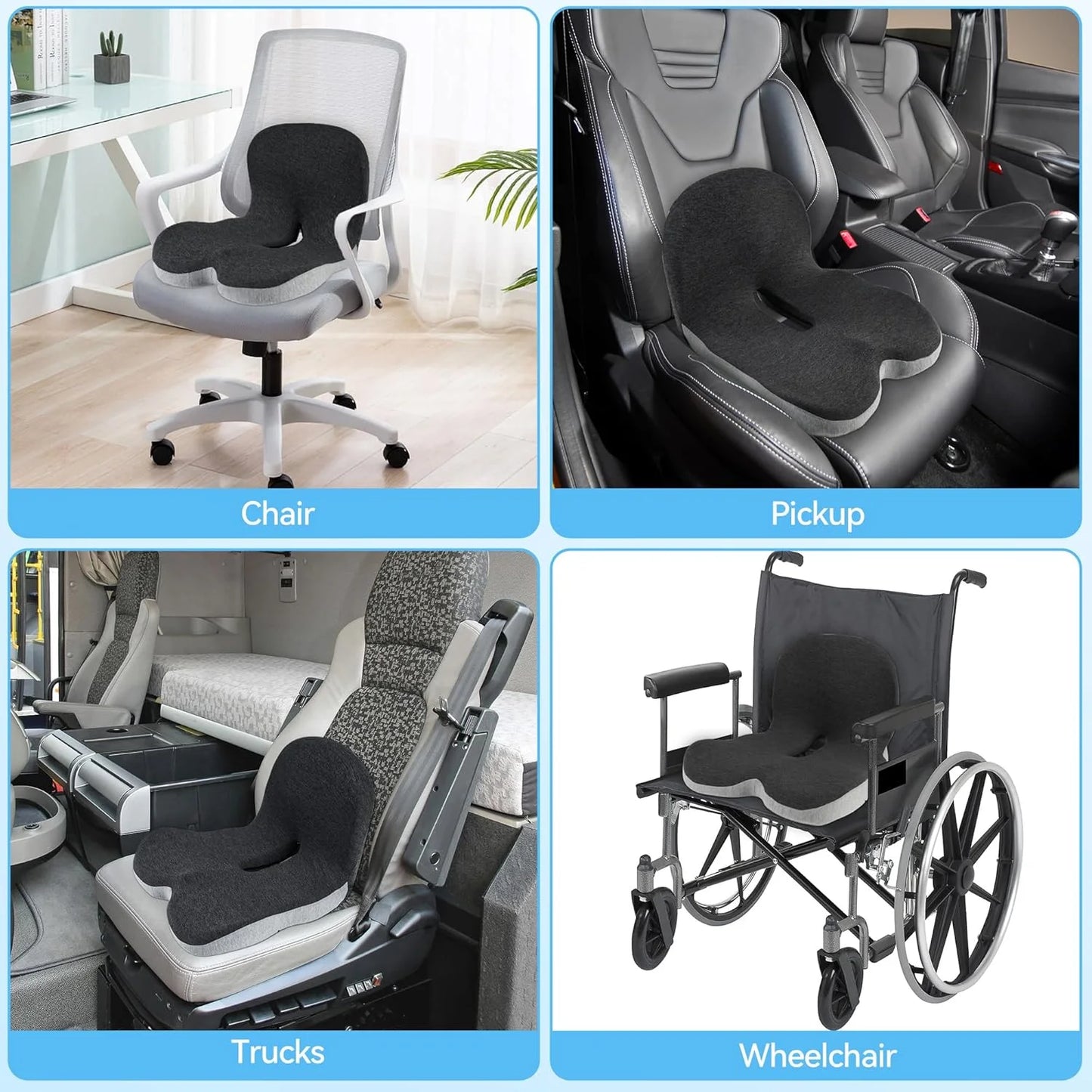Seat Cushion for Office Chair Ergonomic Memory Foam Seat Cushion with Back Support for Stress Relief Lumbar Support Car Office