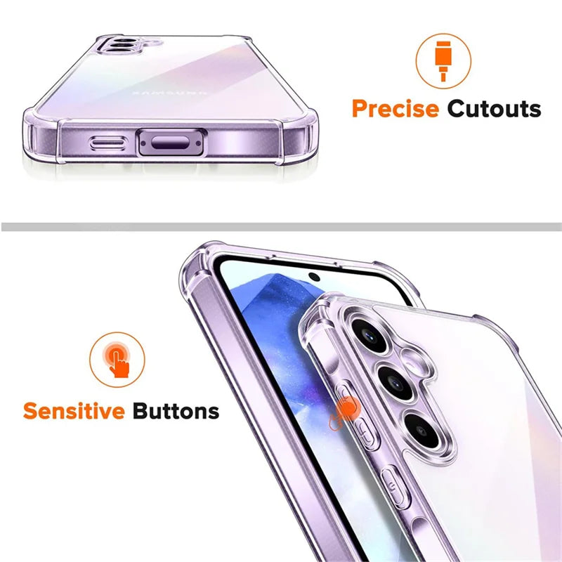 Transparent Phone Case for Samsung A55 5G Back Cover on Galaxy A57 A56 A55 A37 A36 A35 A26 A17 A16 A15 A 35 36 37 55 56 57 Shell