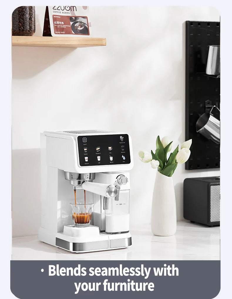 Multifunctional fancy coffee machine,Automatic milk frothing and cleaning functions,Cold/Hot Extraction ,Intelligent color scree