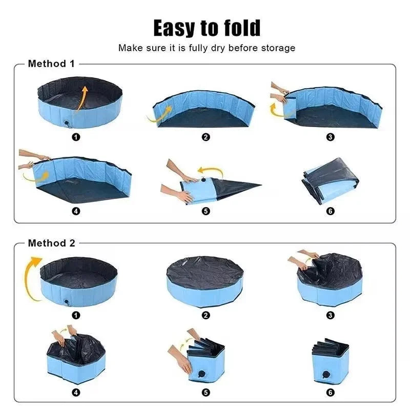 Portable Foldable Outdoor Pet Cleaning Pool - Hard Plastic Swimming & Bathing Tub - Ideal for Pet Baths & Kiddie Fun