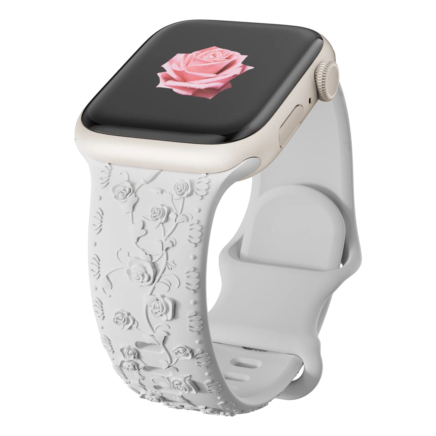 For Apple Watch Band 42mm 41mm 40 45mm 49mm 44mm Floral Engraved bracelet correa for iwatch series11 10 9 7 SE 6 8 Ultra 2 Strap
