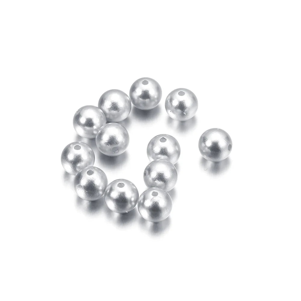 10-1000pcs/lot 3-20mm Straight Holes Acrylic Imitation Pearl Beige Bracelet Round Beads For DIY Craft Jewelry Making Supplies