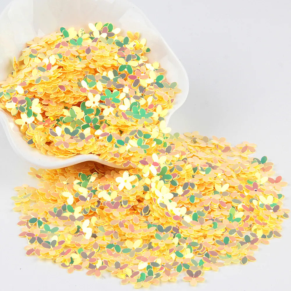 Sequin Matte White Color 10mm Cup Five Finger Flower Sequins Paillettes Sewing Wedding Craft Women Garments Accessories 10g/lot