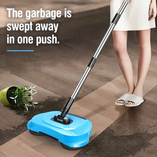 Floor Sweeper with Rotating Long Handle Push-Type Vacuum Cleaner Mop Set for Hardwood Tiles Kitchen Bedroom Office Home Cleaning