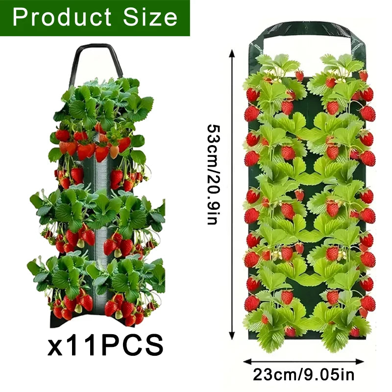 Hanging Strawberry Planter Hanging Planter, Vertical Garden Bag for Balcony, Durable Outdoor Indoor Grow Bag