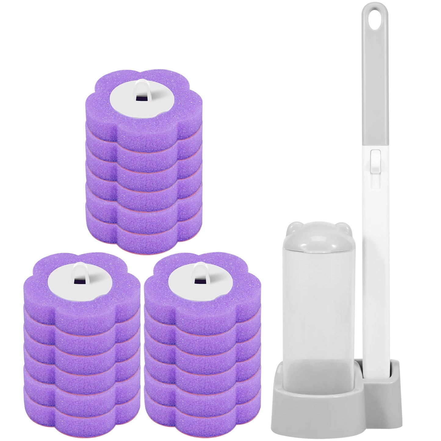 24/72Pcs Disposable Toilet Brush Long Handle Wall-mounted Wc Cleaning Tool Kit with Replaceable Brush Head Bathroom Accessories