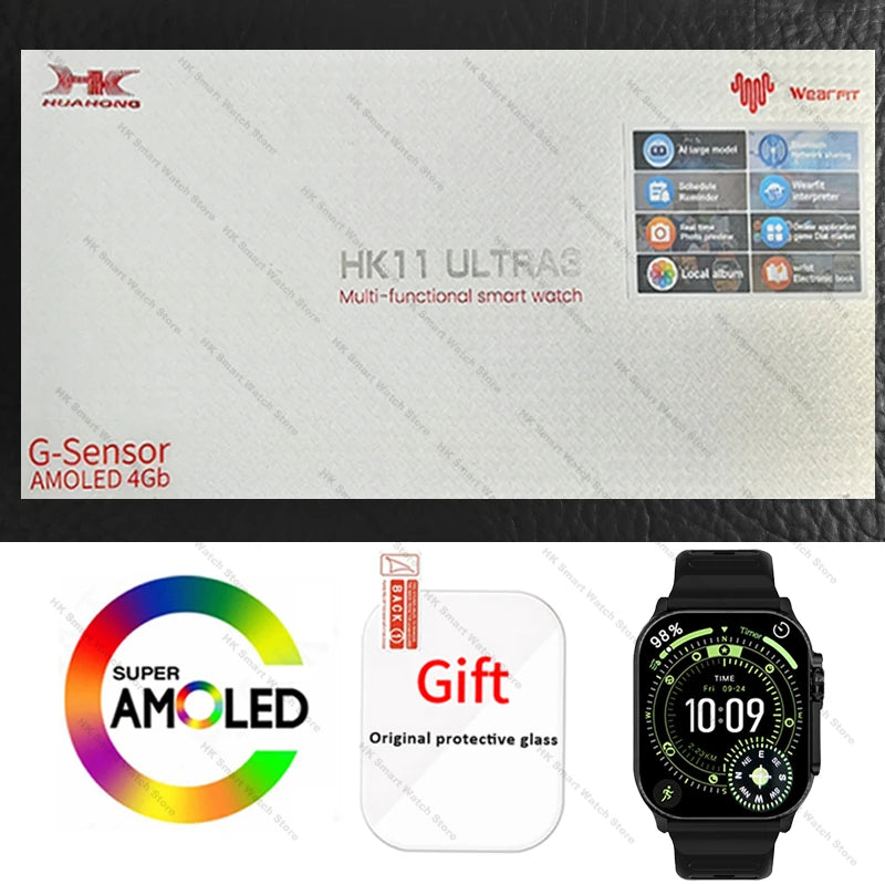 2026 New HK 11 ULTRA 3 Max Smartwatch 49mm AMOLED 4G ROM AI Robot Bluetooth Network Call Clock NFC Compass Smart Watch Men Women