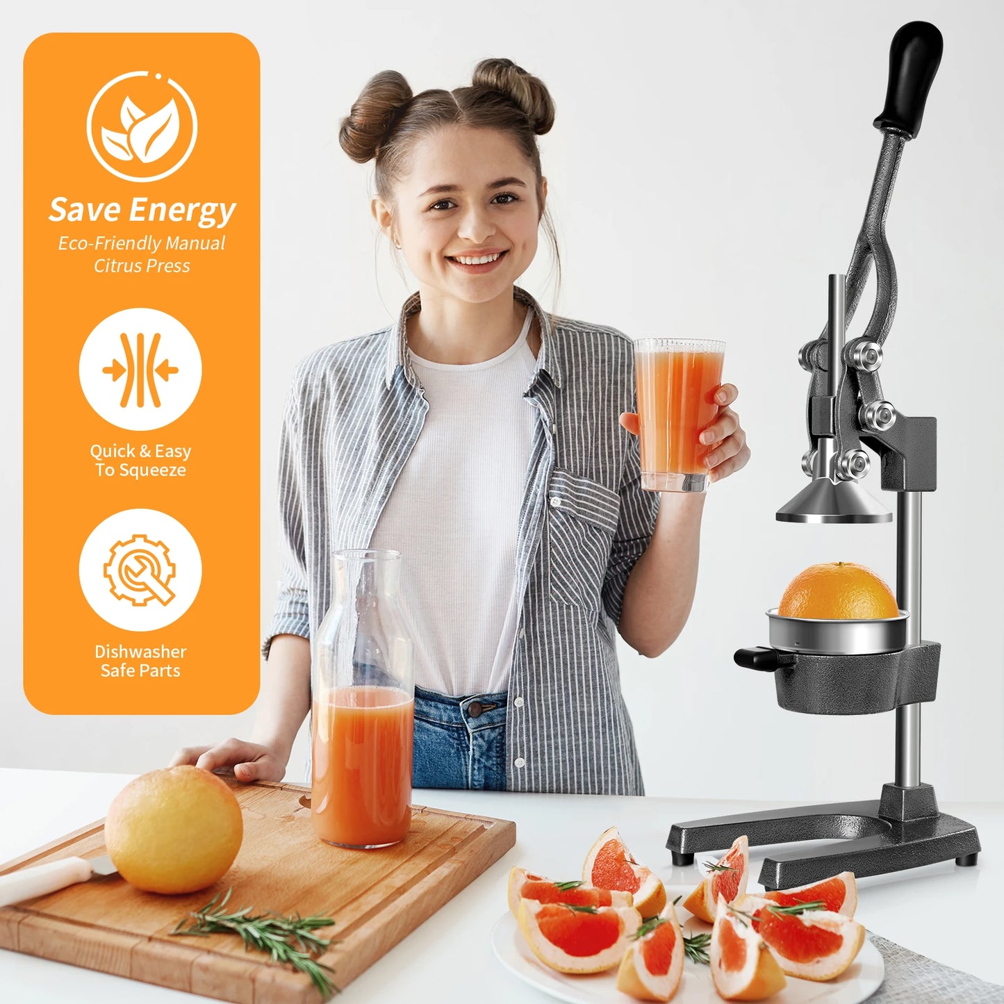 Manual Fruit Juicer 9cm Large Diameter Orange Juice Squeezer Heavy Duty Cast Iron Lemon Squeezer For Orange Lemon Pomegranate