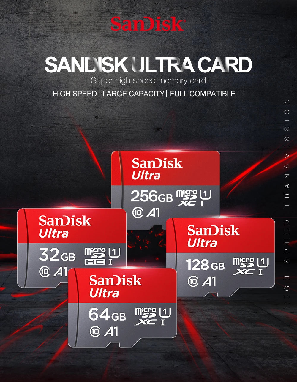 100% Original SanDisk Micro tf SD Card Class 10 TF Card 32GB 64GB 128GB Memory Card for Phone Tablet Flash Card