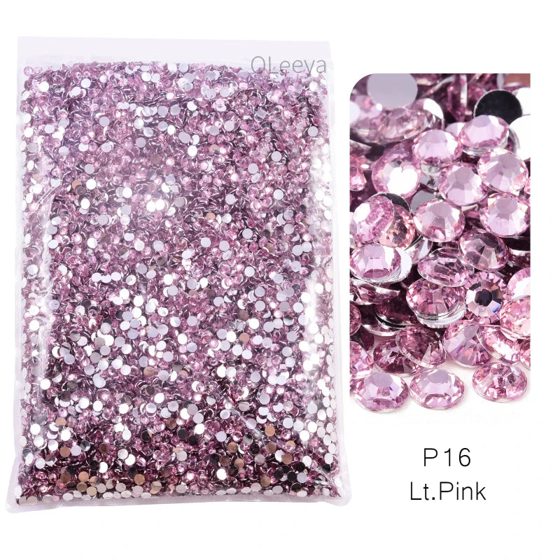 Oleeya Wholesale Flatback Silver bottom Resin Cтразы Non hotfix Rhinestones in Big Package Glitter Crystals and Strass For 네일파츠