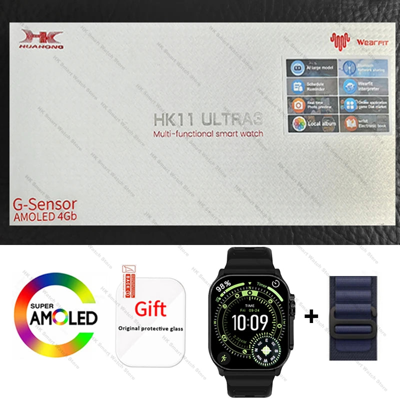 2026 New HK 11 ULTRA 3 Max Smartwatch 49mm AMOLED 4G ROM AI Robot Bluetooth Network Call Clock NFC Compass Smart Watch Men Women