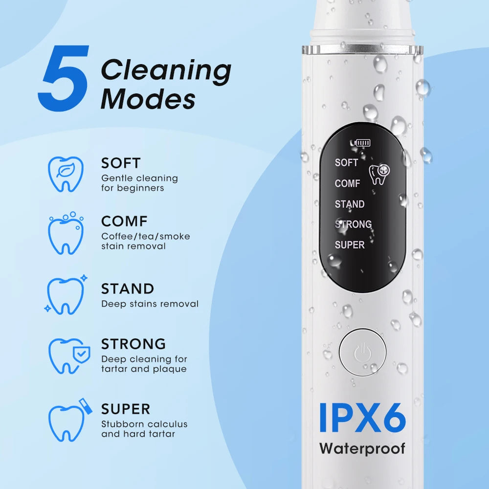 Electric Ultrasonic Dental Scaler 5 Modes Calculus Oral Tartar Remover Tooth Stain Cleaner Teeth Whitening Oral Care