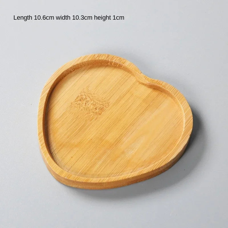 Multi Bamboo Tray Wood Saucer Flower Pot Tray Cup Pad Coaster Plate Kitchen Decorative Plate Creative Coaster Coffee Cup Mat