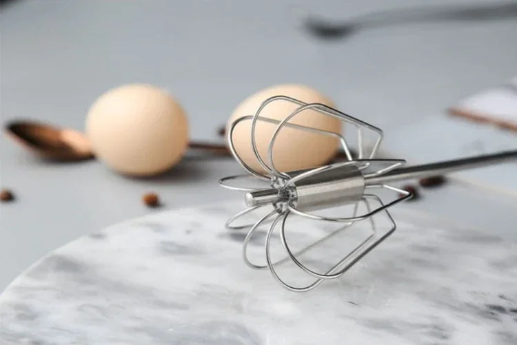 Semi-Automatic Egg Beater Stainless Steel Egg Whisk Manual Press Type Mixer Self Turning Egg Stirrer Kitchen Egg Tools