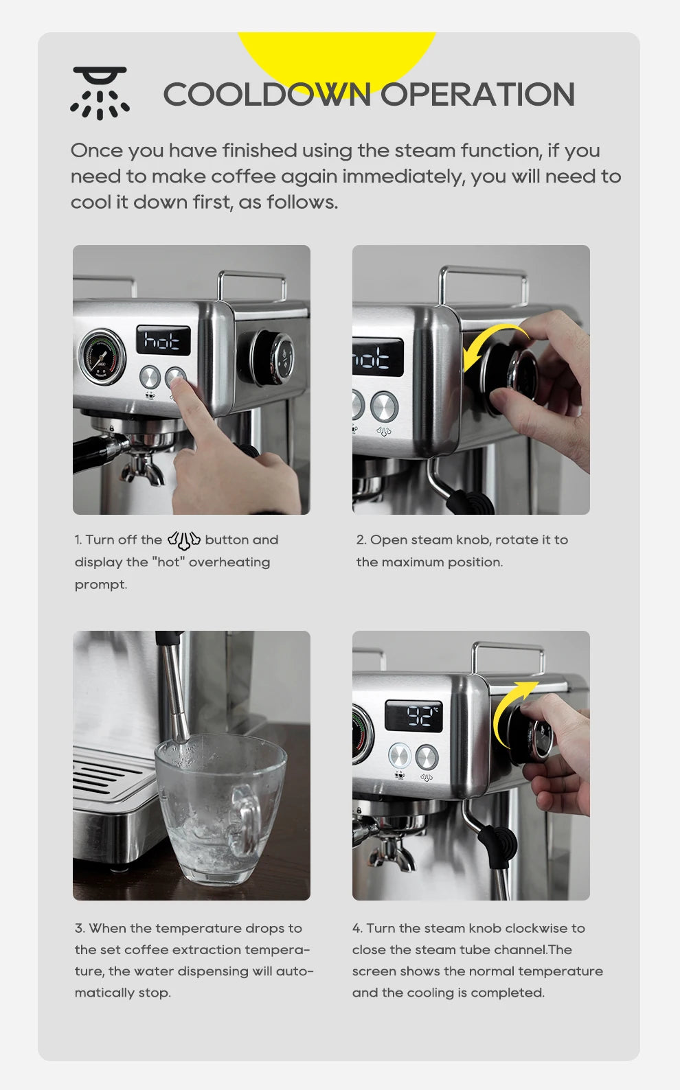 HiBREW H10A Black Espresso Machine Temperature Volume Pre Brewing Adjustable 58mm Portafilter Cappuccino Coffee Maker