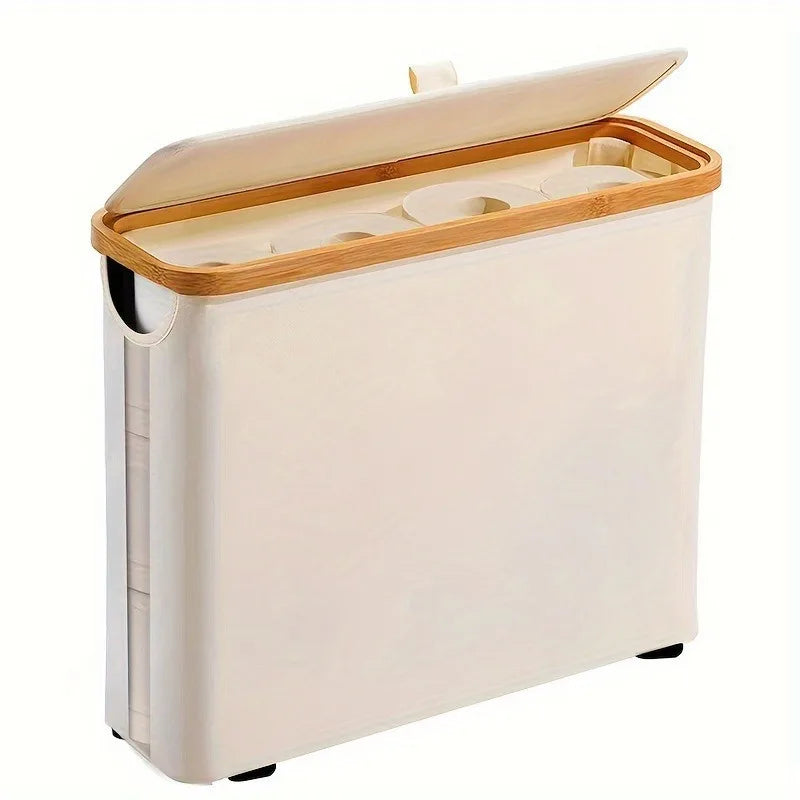 Toilet Paper Storage Basket with Transparent Window and Lid Paper Toys Laundry Storage Organizers for Bathroom Accessories