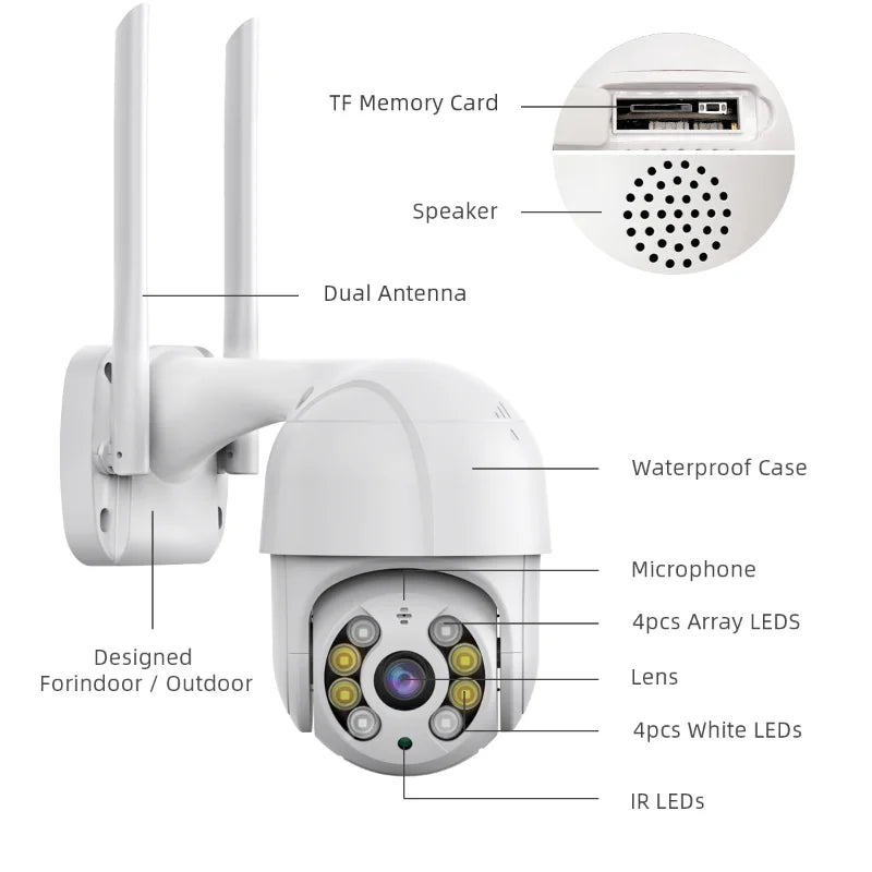 4K 8MP Wireless IP Camera Outdoor Security Wifi PTZ Camera 4MP HD Auto Tracking Video Surveillance CCTV Camera P2P iCsee APP