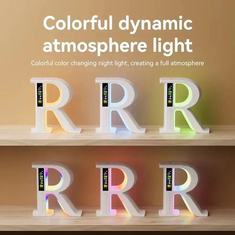 Lenovo Bluetooth Speaker Wireless Charger Multifunctional Color Atmosphere RGB Desk Clock Nightlight LED Digital Clock Plug Card