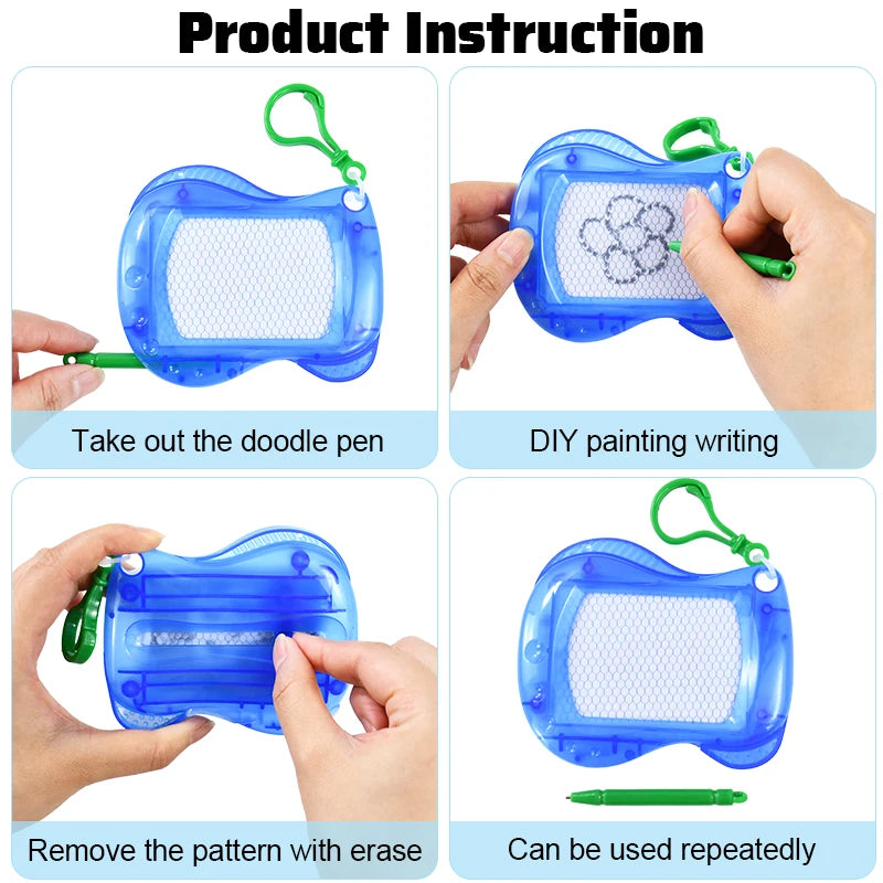6/12PCS Magnetic Drawing Board Erasable Writing Pad Mini Keychain Kids Birthday Party Favors for guest Pinata Goodie Bag Filler