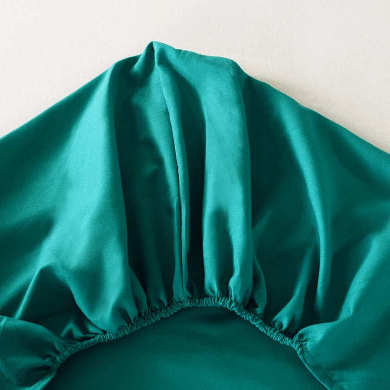 1Pc High Quality 100% Polyester Solid Color Fitted Sheet Mattress Cover Four Corners With  Elastic Band Bed Sheets