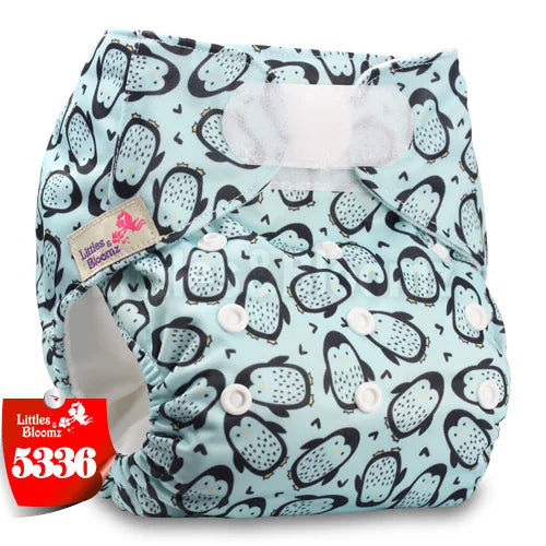 [Littles&Bloomz] Baby Washable Reusable Real Cloth STANDARD Hook-Loop Pocket Nappy Diaper Cover Wrap, suits Birth to Potty