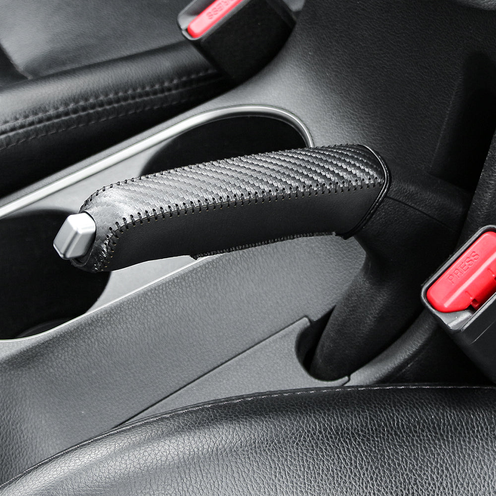 Carbon Fiber Car Leather Handbrake Cover Protective Sleeve Hand Brake Protection Car Interior Accessories