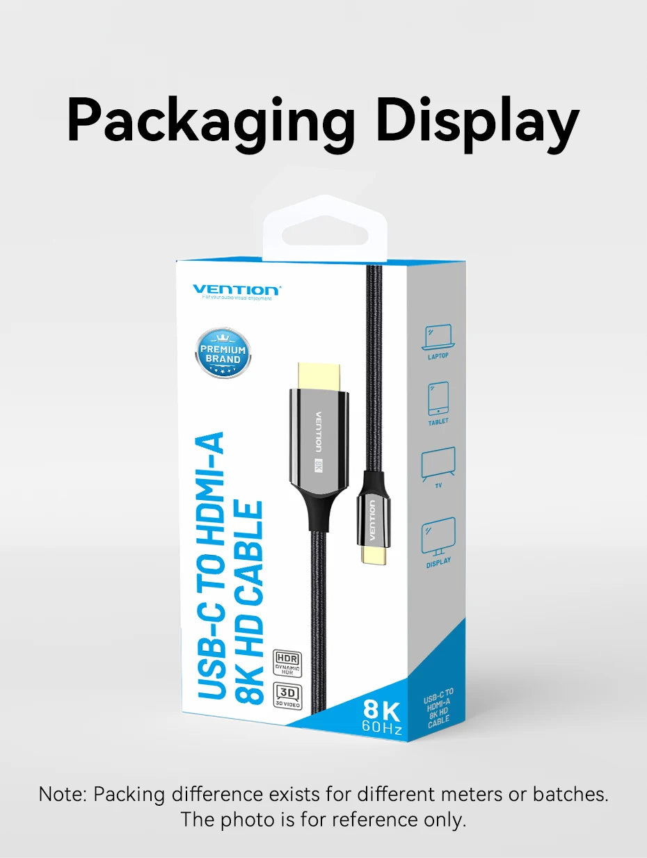 Vention USB C to HDMI Cable 8K Type c HDMI Thunderbolt 3 Adapter for MacBook Samsung Galaxy S10/S9 Huawei Honor Type c to HDMI
