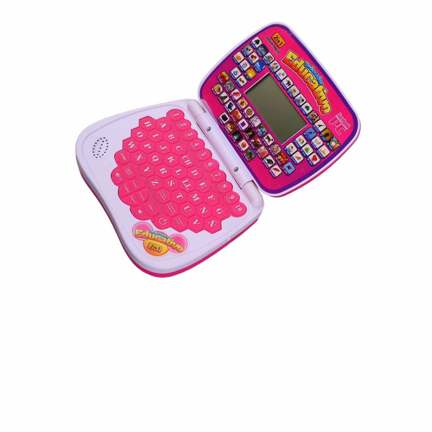 ZK30 Kids Learning Machine English Spanish Music Function Interactive Educational Laptop for Children Pink