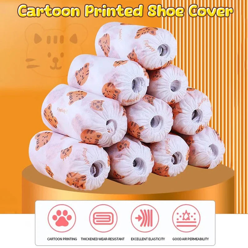 50 PCS Disposable Thickened Cartoon Shoe Covers,Home Indoor Non-slip Anti-dirty Foot Cover, Breathable Foot Covers For Shoes