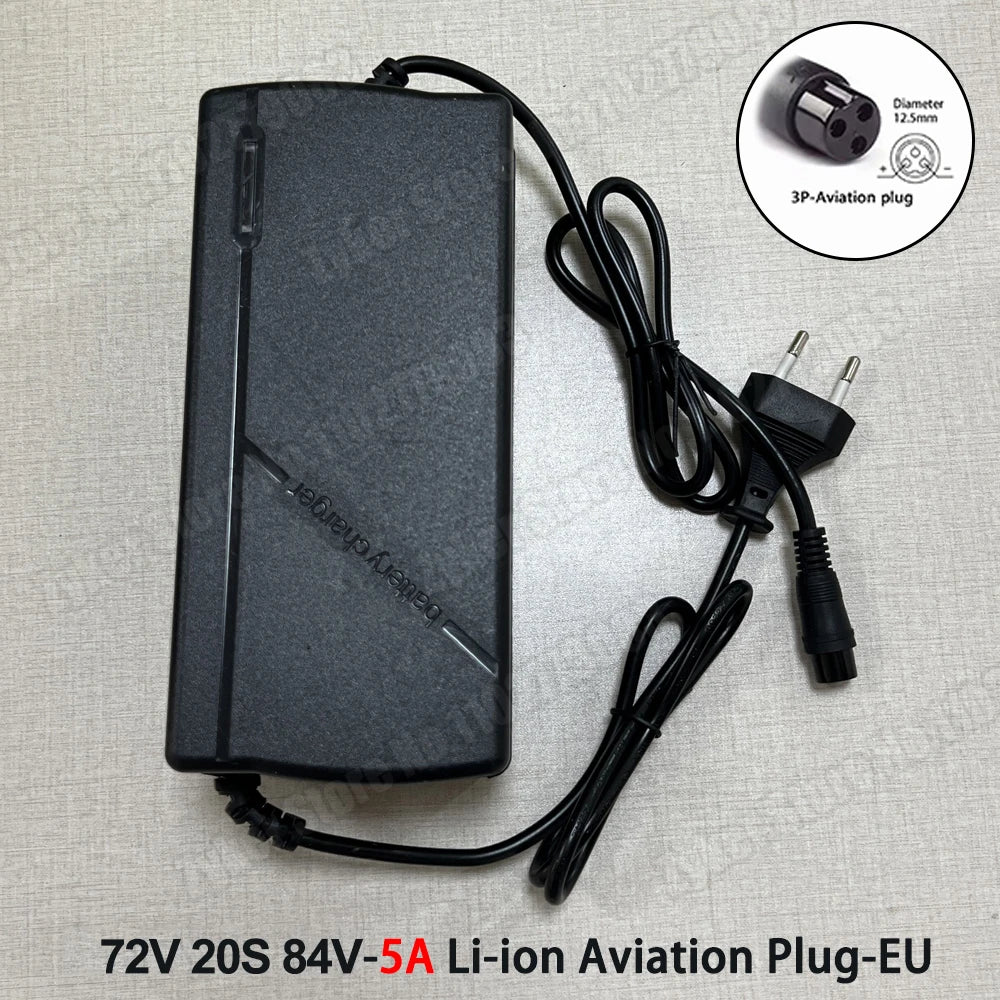 60V 72V 5A Lithium Battery Charger 67.2V 84V 5A Lithium Battery Pack 16S 20S 5A Smart Intelligent Fast Charging Chargers EU Plug