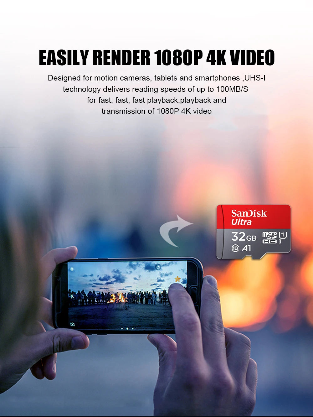 100% Original SanDisk Micro tf SD Card Class 10 TF Card 32GB 64GB 128GB Memory Card for Phone Tablet Flash Card