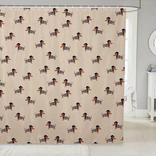 Dachshund Shower Curtain Kids Cute pet Dog Bathroom Shower Liner for Teens Puppy Bath Curtain Waterproof Waterproof Polyester