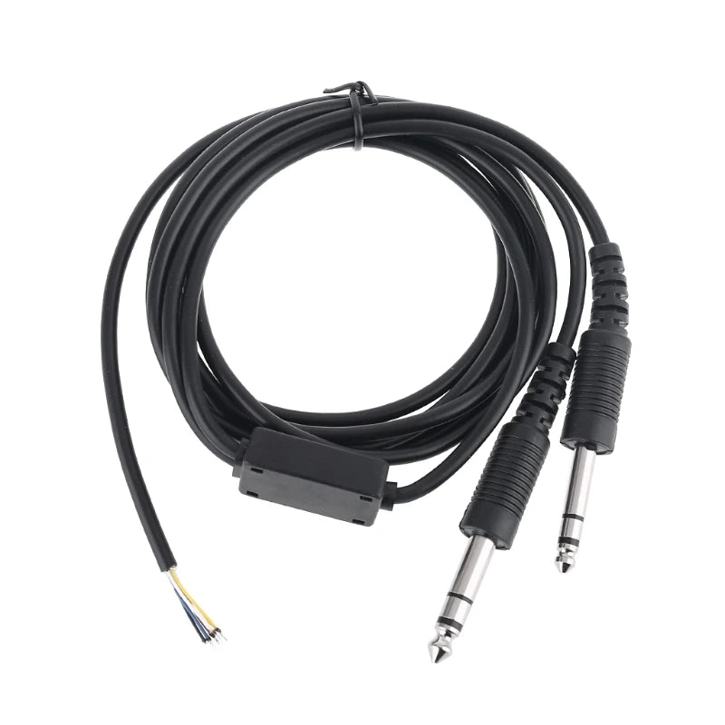 Repairing Cord 200cm DIY Aviation Headset Dual-plug Aircraft Headphones Cable