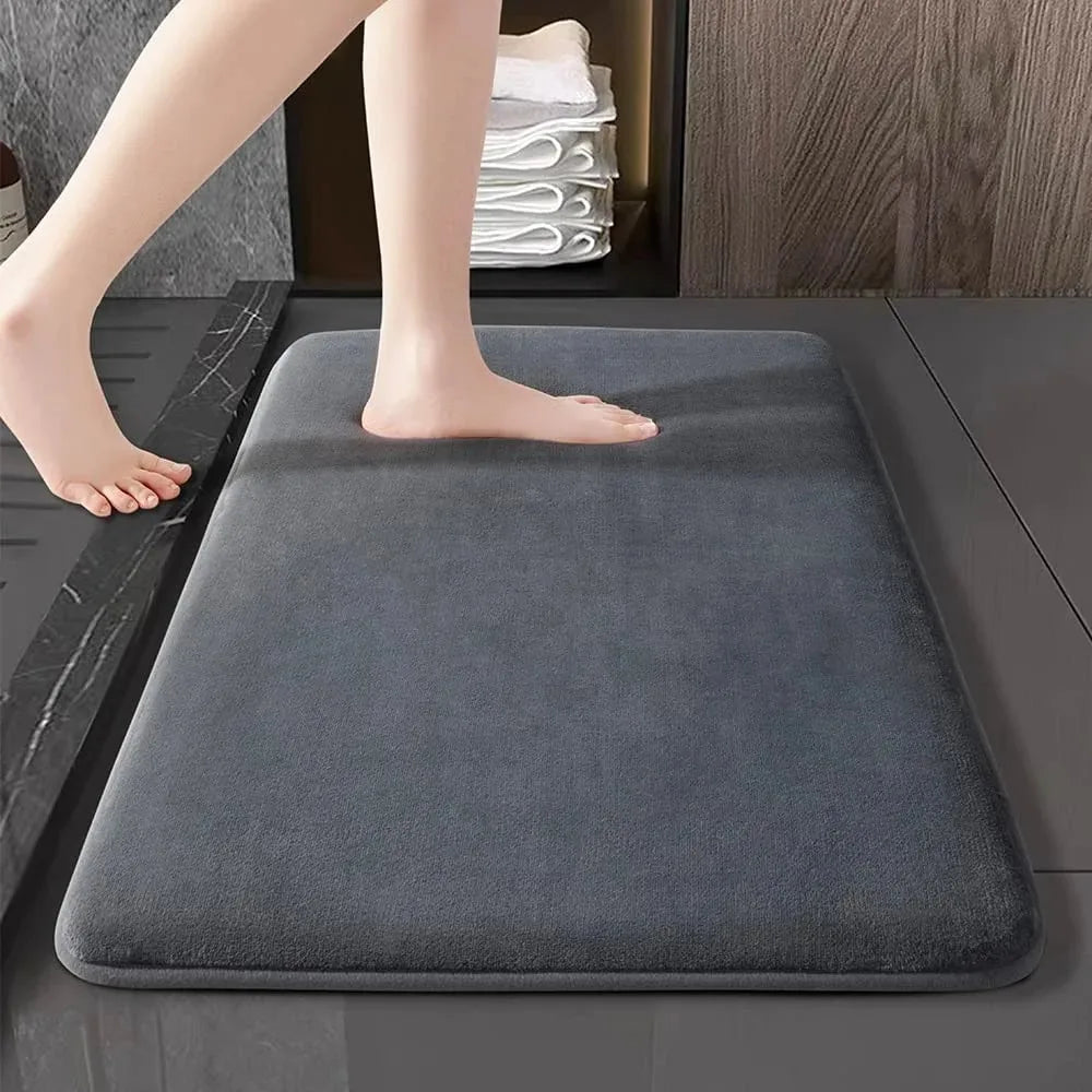 Alfombra de baño súper absorbente y antideslizante de terciopelo coral para suelo y puerta
