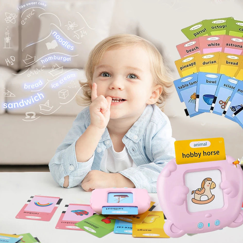 Talking Flash Cards for Kids Early Learning Educational Toy with Audio Sounds Montessori Language Development Toddler Flashcards