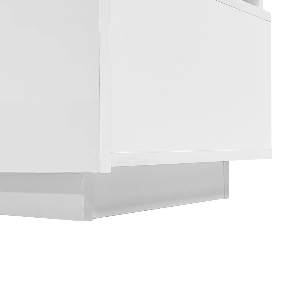 PINGGO TV Stand Cabinet for 70-inch TV High Gloss TV Stand Unit with LED Lights 160CM, 3 Drawers, 3 Open Storage Space