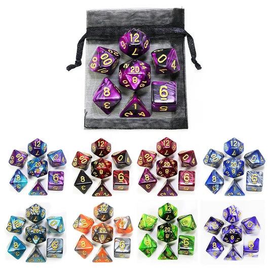 Dice DND Game Dice Role Dice Mixing Colours Dice Set With Bag 9 Different Styles Available For Portable RPG TRPG Games